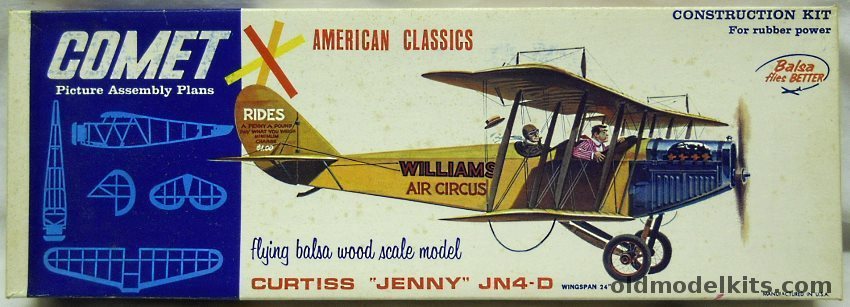 Comet Curtiss Jenny JN-4D - 24 inch Wingspan Flying Balsa Model Airplane, 3304-200 plastic model kit